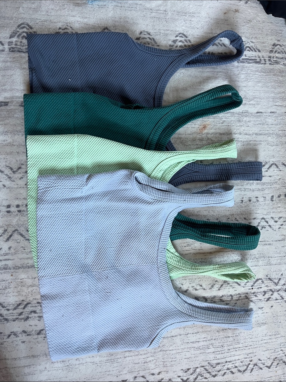 Ribbed Cropped Tank Tops - Light Blue, Mint, Teal, Slate